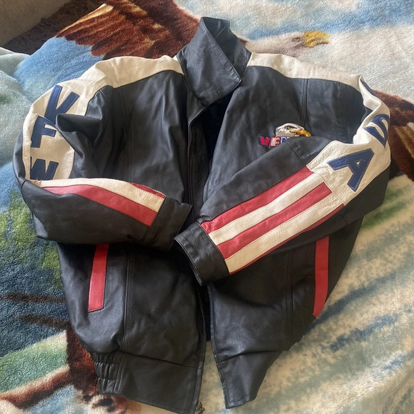 Vintage leather veteran of foreign wars bomber jacket XL - Picture 2 of 16